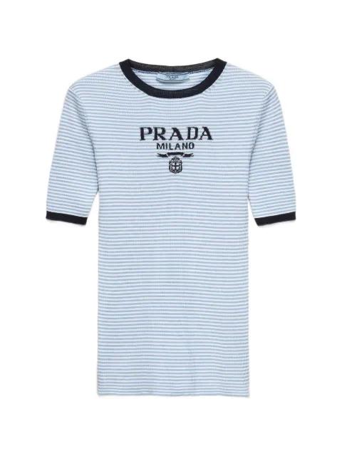 striped silk crew-neck sweater by PRADA
