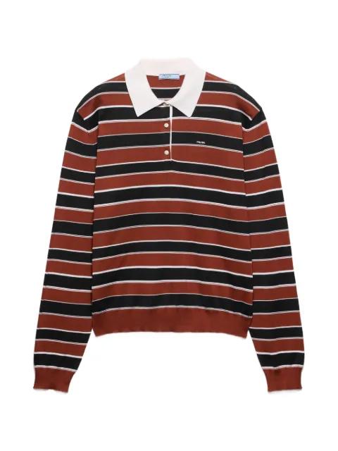 striped silk polo shirt by PRADA