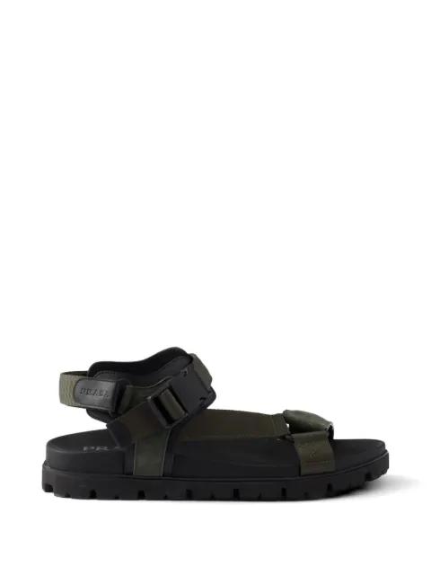 suede and woven tape sporty sandals by PRADA