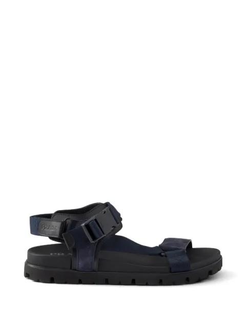 suede and woven tape sporty sandals by PRADA