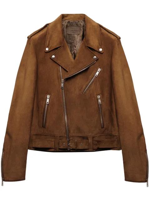 suede biker jacket by PRADA