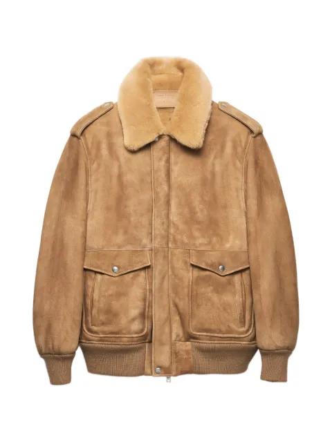suede bomber jacket by PRADA