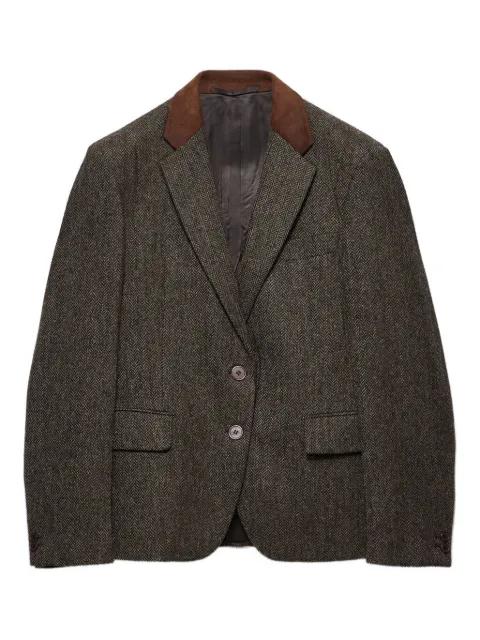suede-panel chevron wool jacket by PRADA