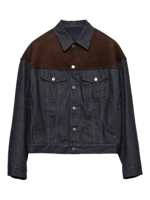 suede-panel denim jacket by PRADA