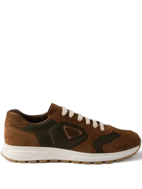 suede-panelled low-top sneakers by PRADA