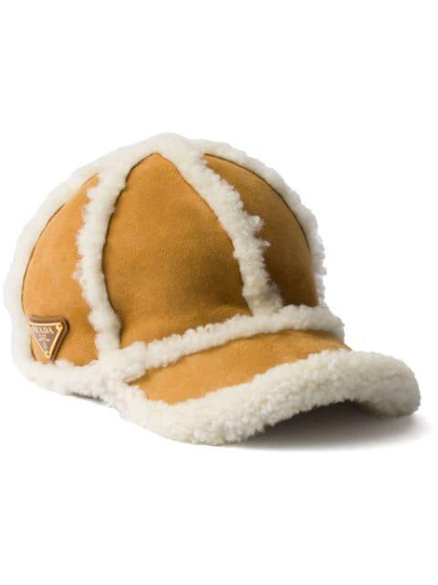suede shearling baseball cap by PRADA