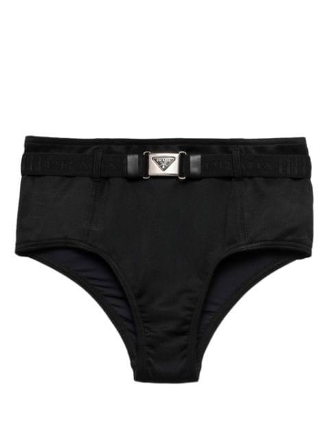 triangle-logo belted bikini bottoms by PRADA