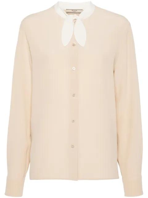 triangle-logo crepe shirt by PRADA