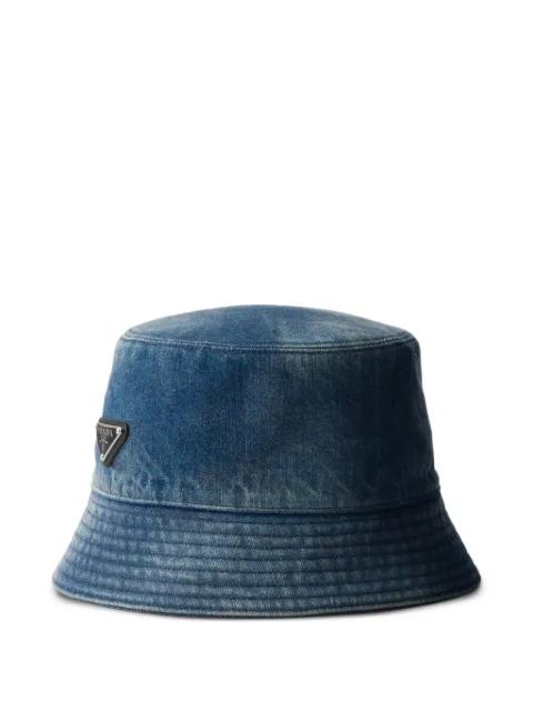 triangle-logo denim bucket hat by PRADA