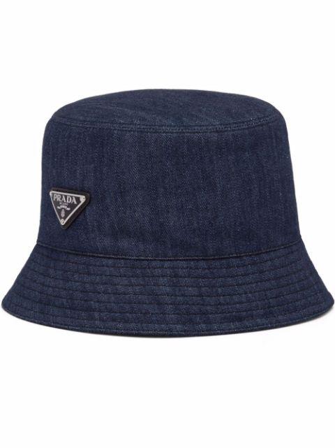 triangle-logo denim bucket hat by PRADA