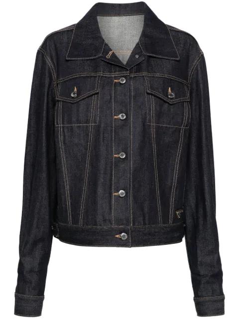 triangle logo denim jacket by PRADA