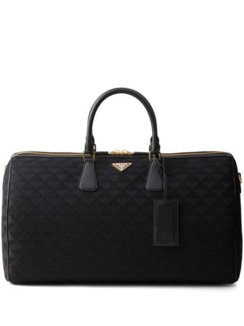 triangle-logo embroidered duffle bag by PRADA