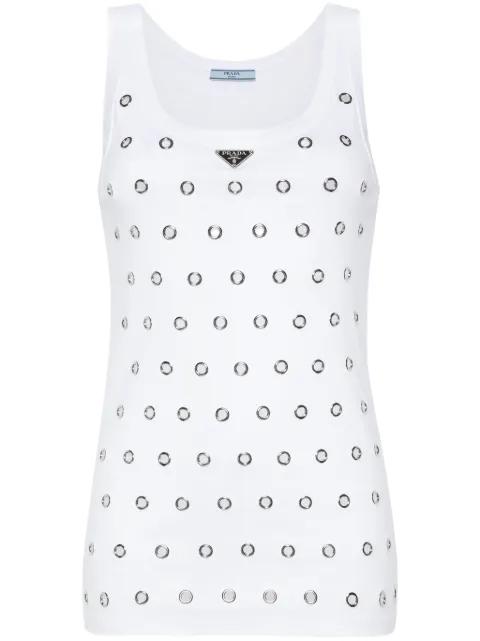 triangle-logo eyelets tank top by PRADA