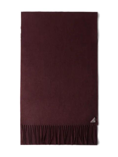 triangle-logo fringed scarf by PRADA
