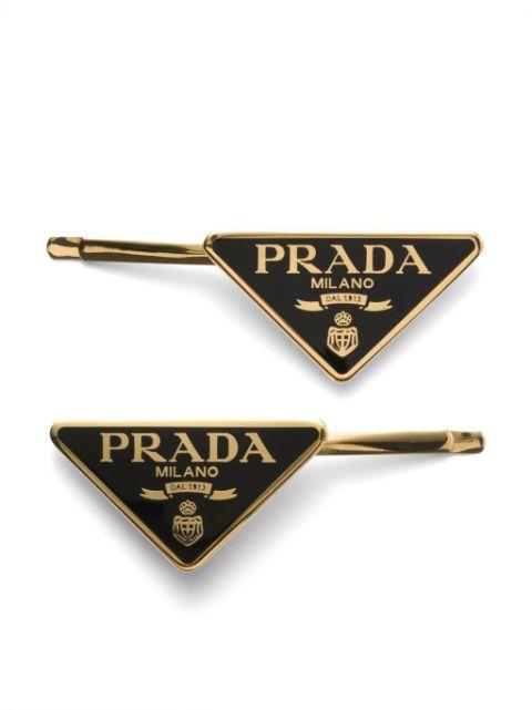triangle-logo hair clips (set of two) by PRADA