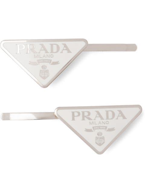 triangle-logo hair clips (set of two) by PRADA