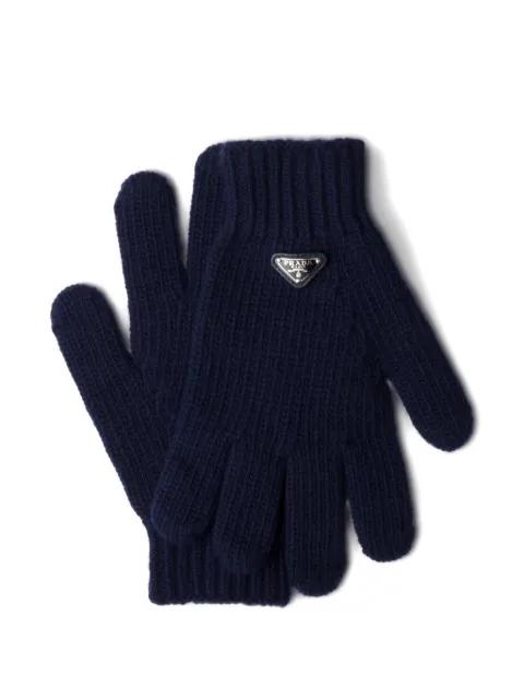 triangle-logo knit gloves by PRADA