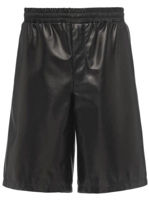 triangle-logo leather Bermuda shorts by PRADA