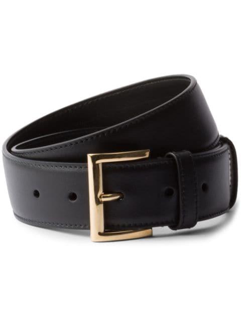 triangle-logo leather belt by PRADA