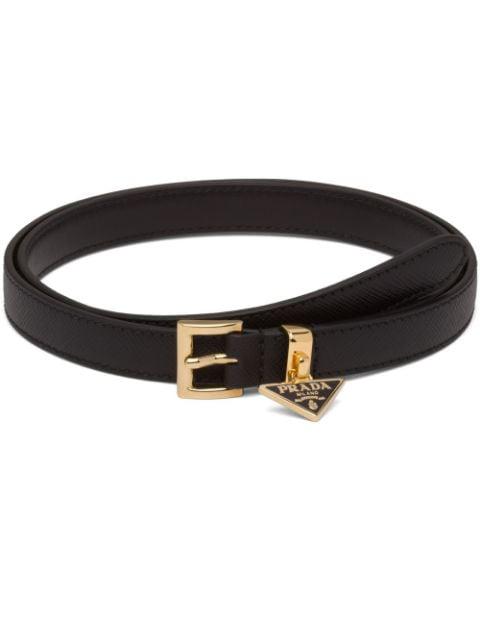 triangle-logo leather belt by PRADA