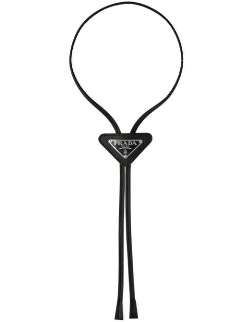 triangle-logo leather bolo tie by PRADA