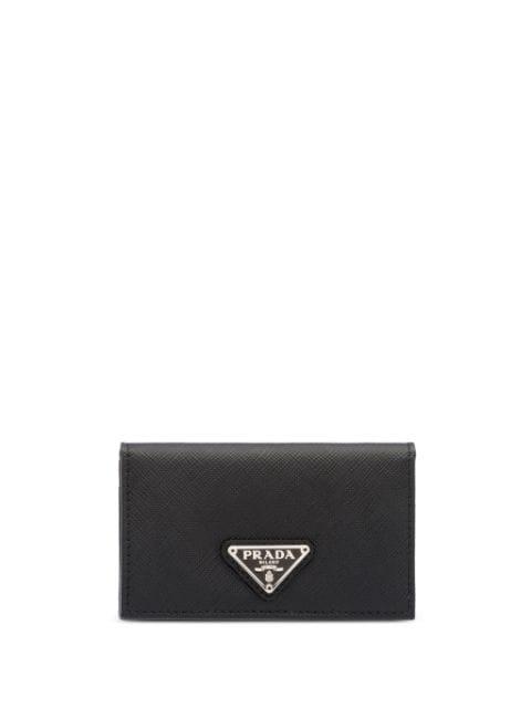 triangle-logo leather card holder by PRADA
