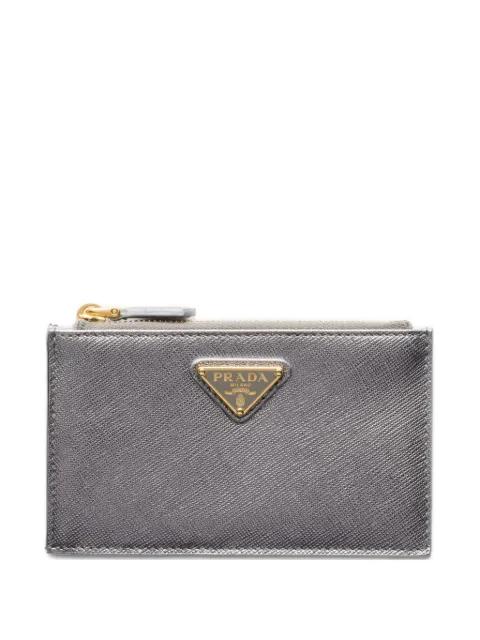 triangle-logo leather card holder by PRADA