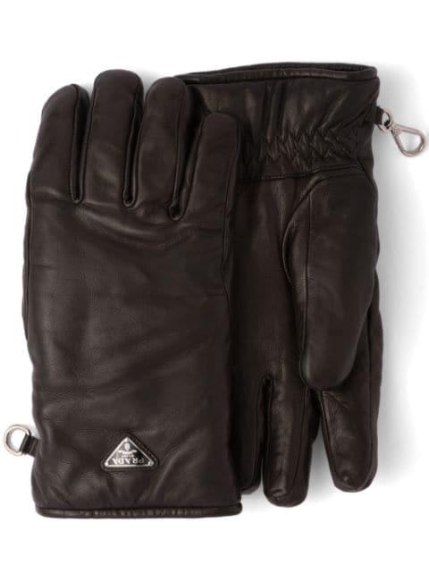 triangle-logo leather gloves by PRADA
