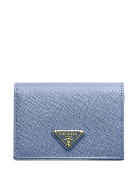 triangle logo leather wallet by PRADA
