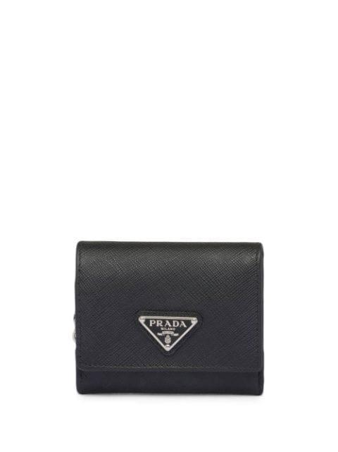 triangle logo leather wallet by PRADA