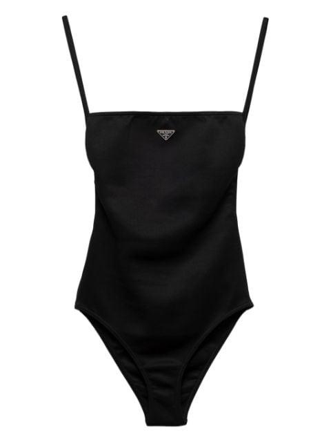 triangle-logo open-back swimsuit by PRADA
