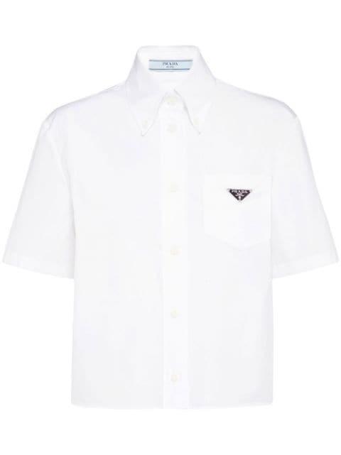 triangle-logo poplin shirt by PRADA
