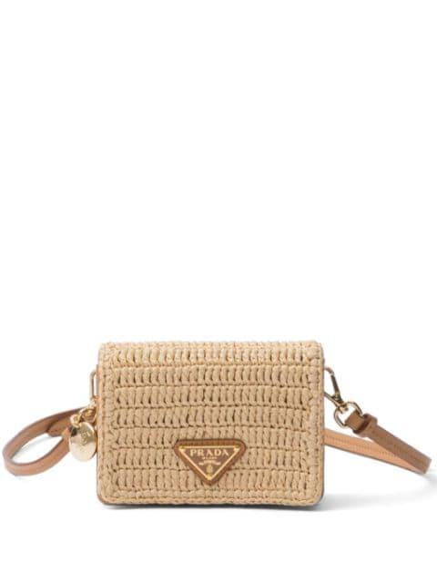triangle-logo raffia cardholder by PRADA