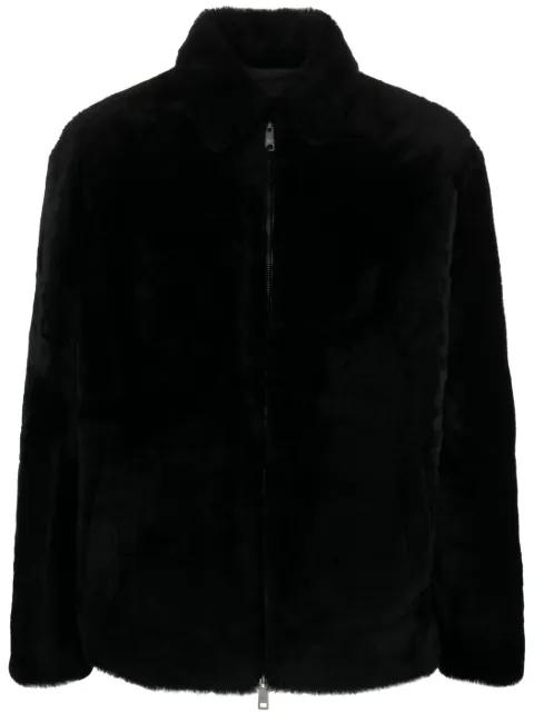 triangle-logo shearling jacket by PRADA