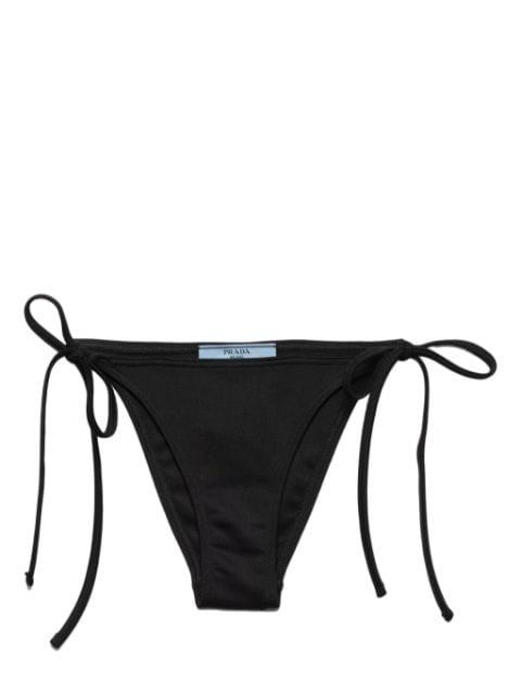 triangle-logo side-tie bikini bottom by PRADA