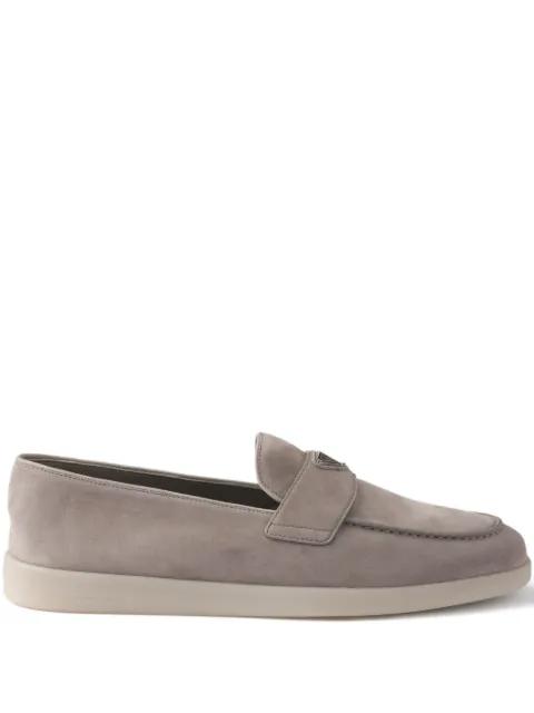 triangle-logo suede loafers by PRADA