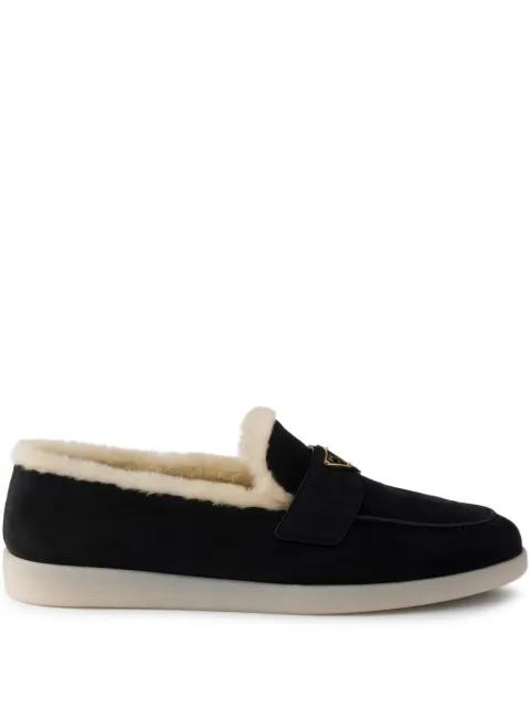 triangle-logo suede loafers by PRADA