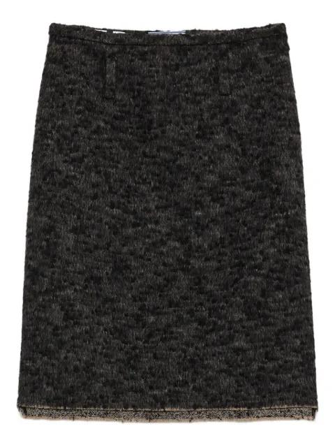 triangle-logo tweed skirt by PRADA