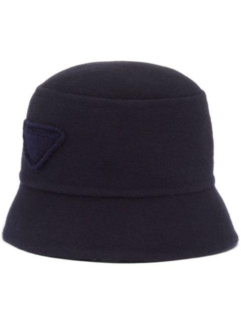 triangle-logo velour bucket hat by PRADA