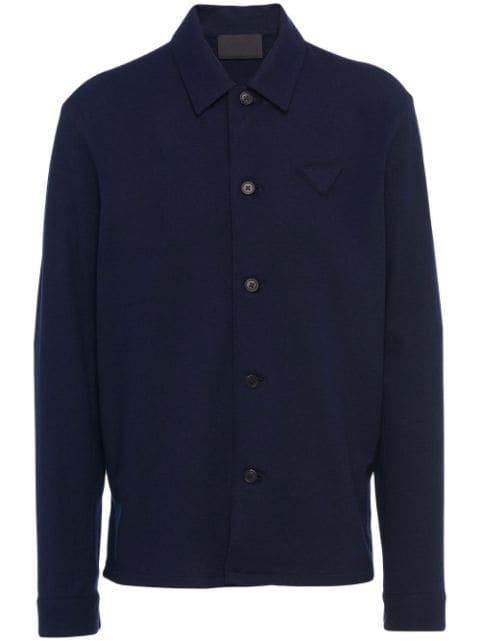 triangle-logo wool-blend shirt by PRADA