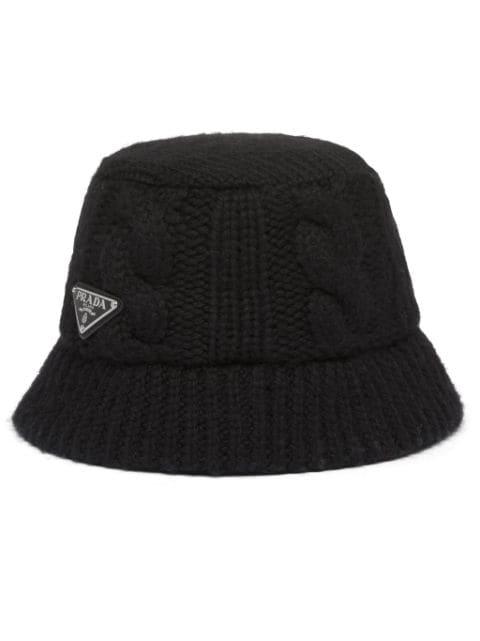 triangle-logo wool bucket hat by PRADA