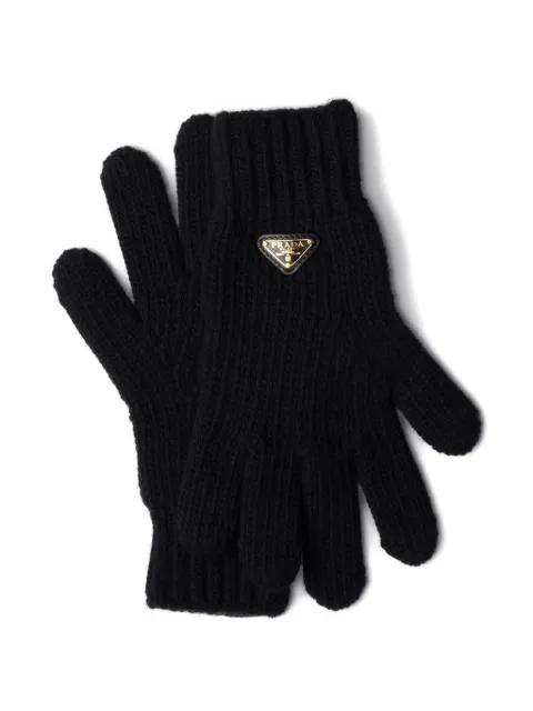 triangle-logo wool gloves by PRADA