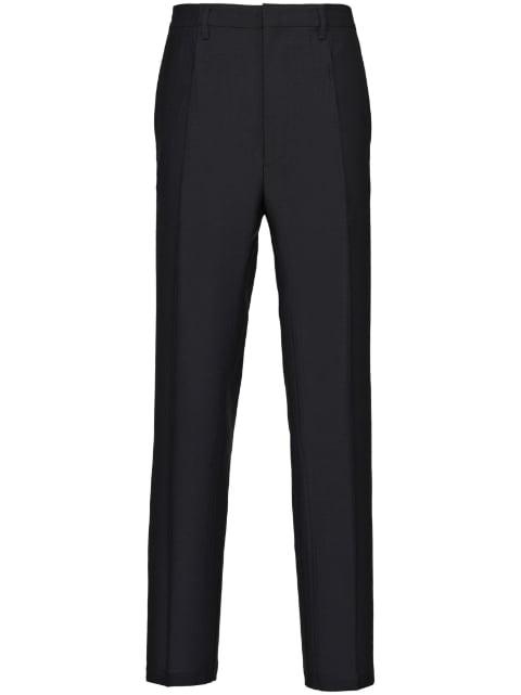 triangle-logo wool-mohair trousers by PRADA