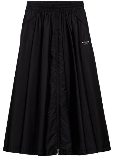 triangle-logo zipped midi skirt by PRADA
