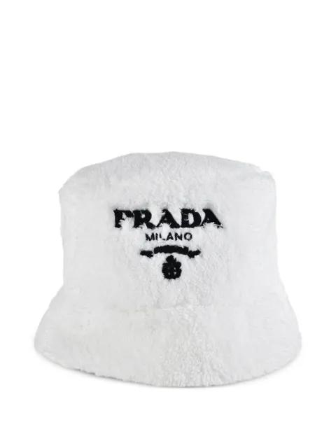 triangular-logo sherpa hat by PRADA