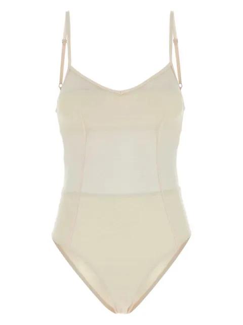 tulle V-neck swimsuit by PRADA