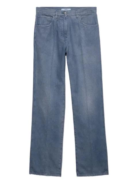 washed logo-patch jeans by PRADA