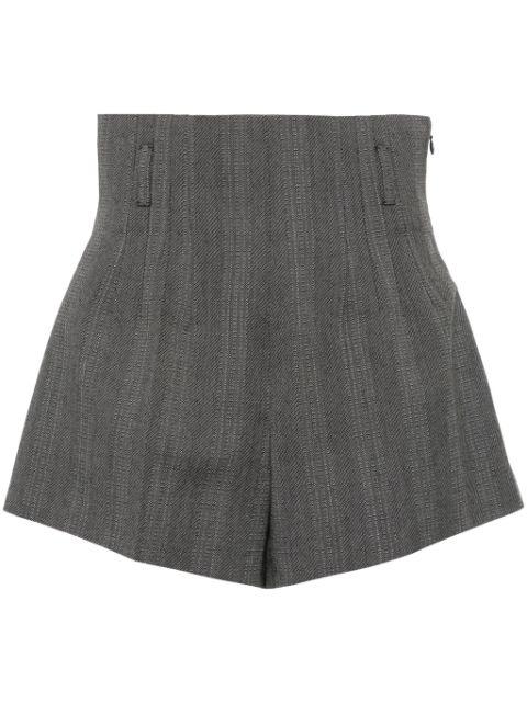 wool pleated shorts by PRADA