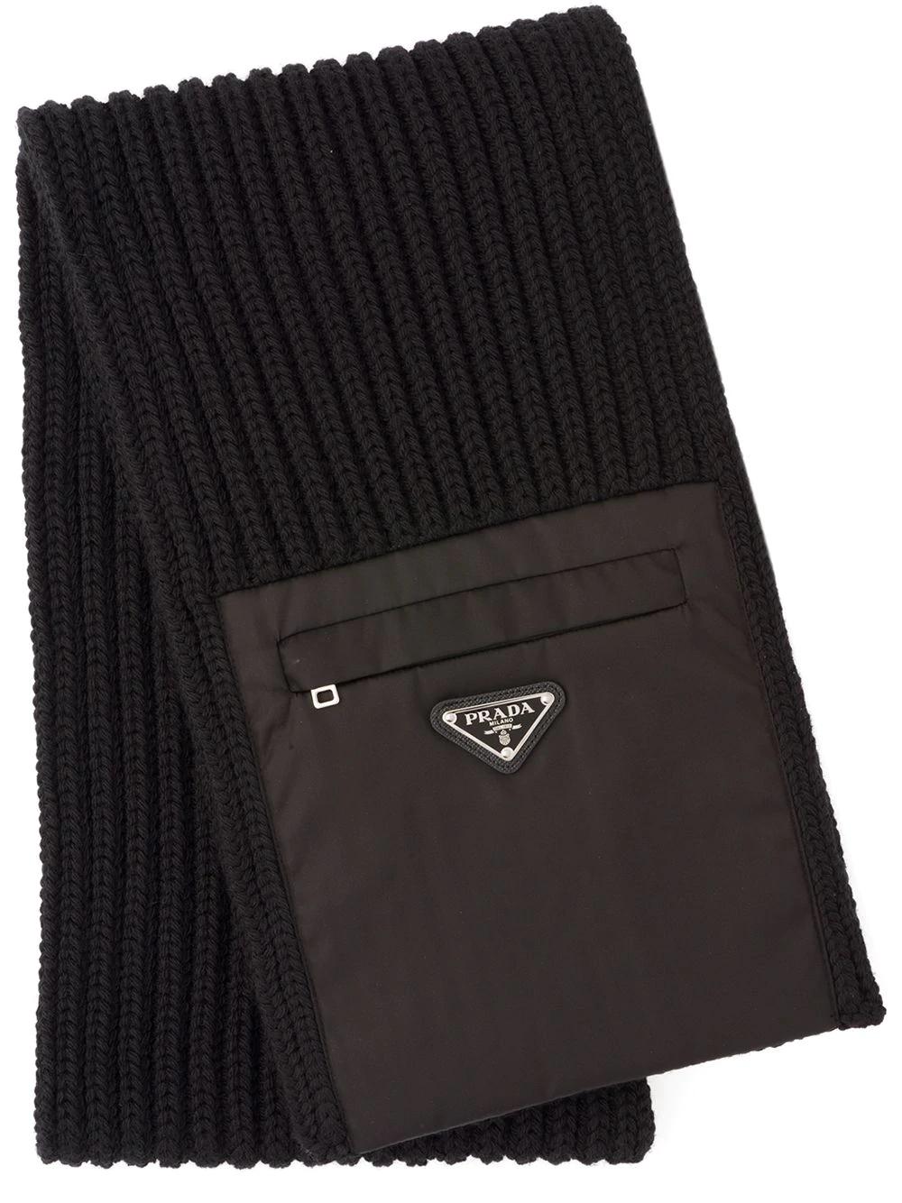 wool scarf with Re-Nylon gabardine pocket by PRADA
