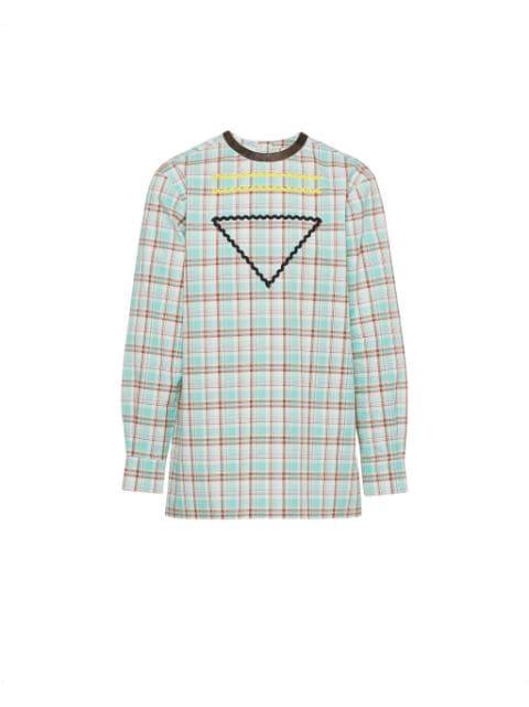 zigzag-trim cotton shirt by PRADA